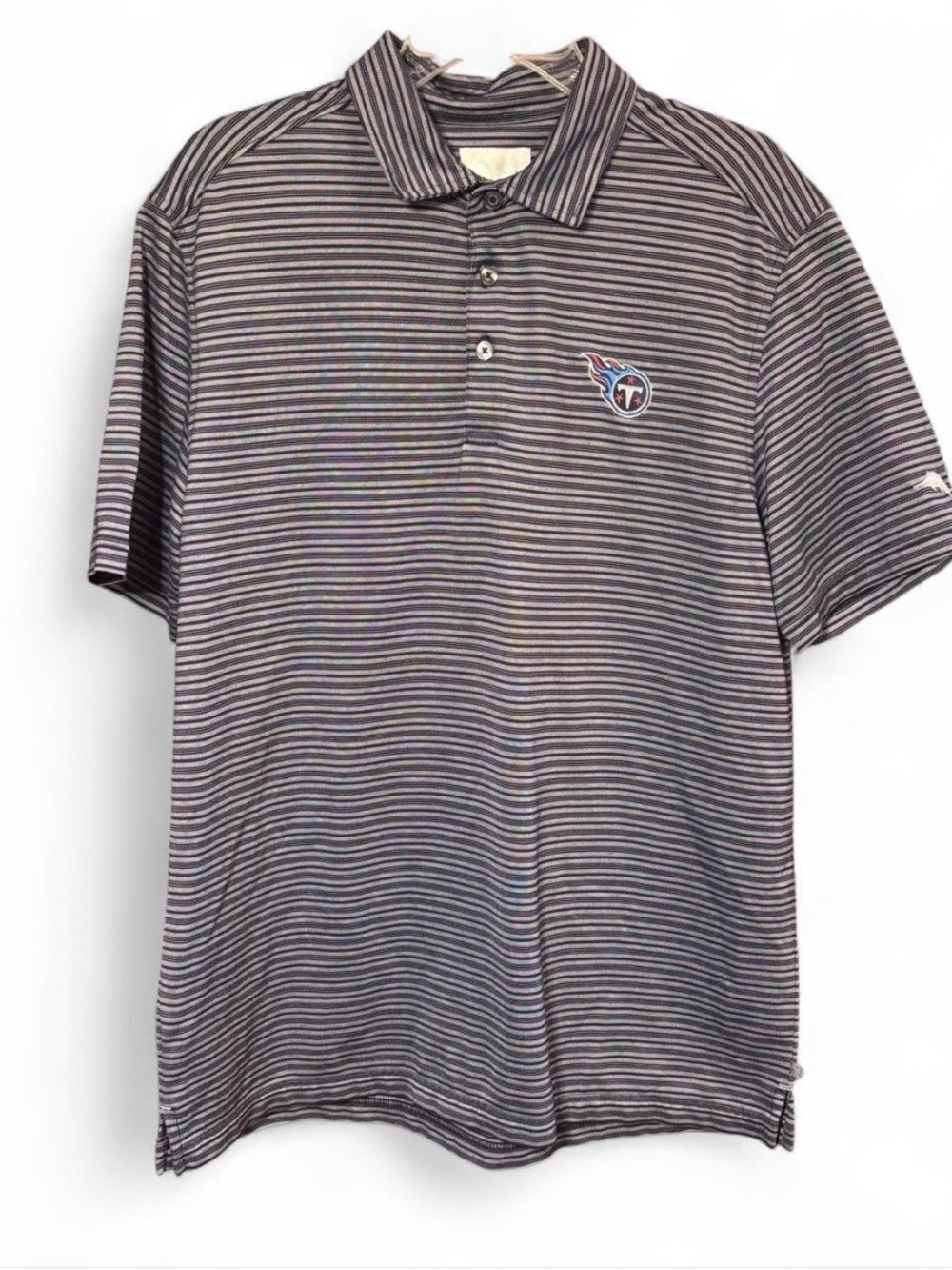 NWOT Tommy Bahama Tennessee Titans Official NFL Mens Large Golf Polo. Gray/Black